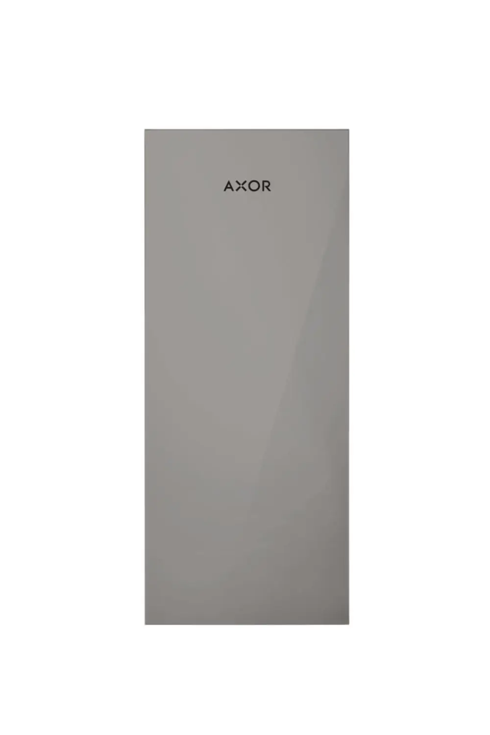 Graue Fläche mit der Aufschrift "AXOR" oben. Der Hintergrund ist hell und das Bild zeigt die Produktoberfläche in einer minimalistischen Ansicht.